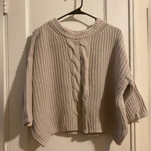 Cozy Gray Cable Knit Sweater